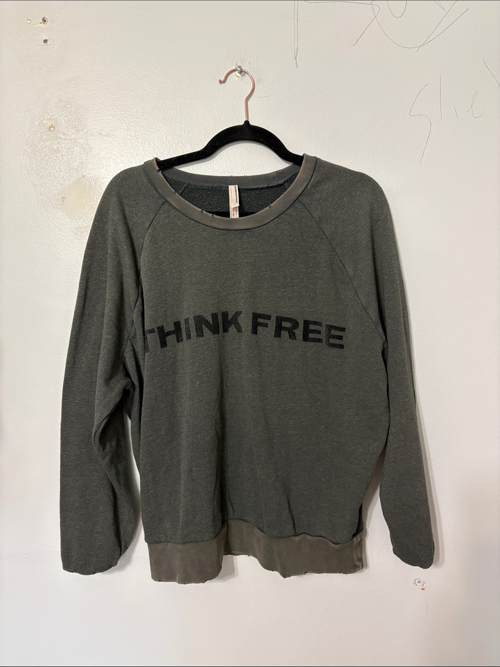 Free People Think Free Gray Graphic Pullover Sweatshirt Top S - Picture 2 of 4